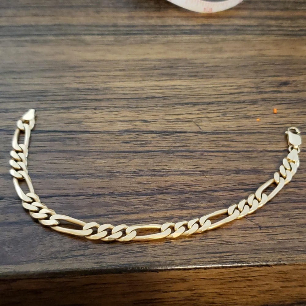Mens 14k solid gold link bracelet